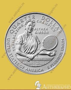 фото 25 центов 2025 США - теннисистка Алтея Гибсон 20 25 центов 2025 США - теннисистка Алтея Гибсон 20
